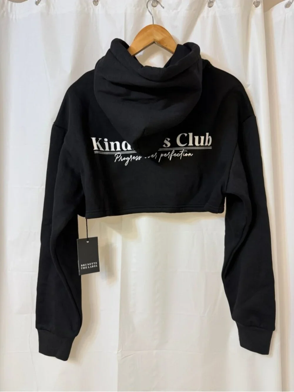 Brunette The Label Kindness Club Full Zip Super Crop Hoodie Black L/XL NWT